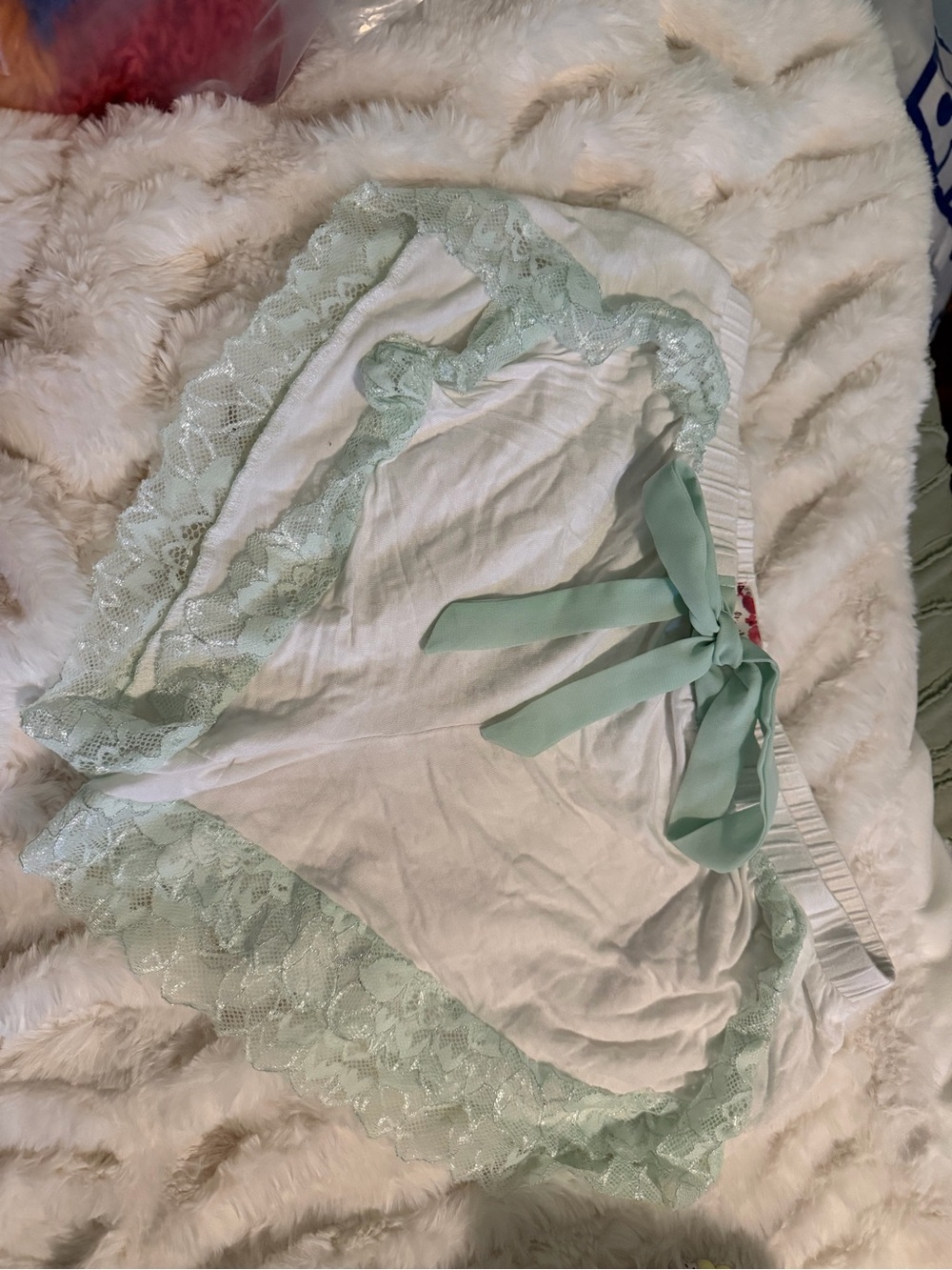 Altar'd State Mint Green Lace-Trim Sleep Shorts